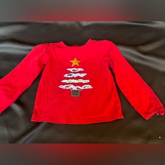 4T Build a Bundle J Khaki Solid Red Christmas Tree Appliqué Long Sleeve … - Picture 4 of 5